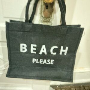 Black 'Beach Please' Tote Bag